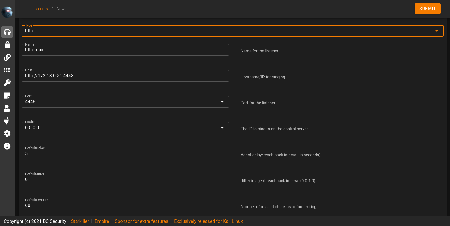 starkiller listener config