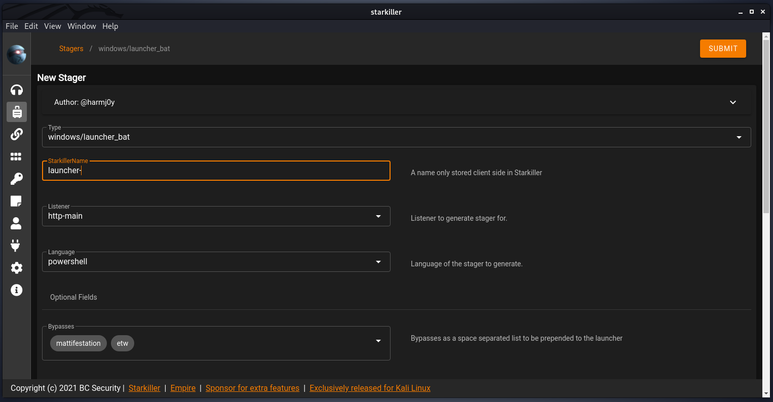 starkiller stager config