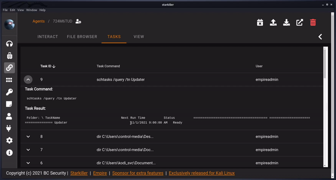 starkiller task output